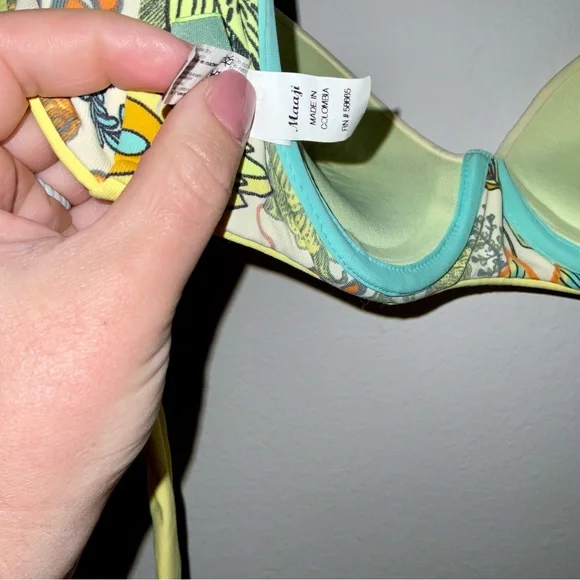 Maaji Women's M Firefly Timbers Yellow Reversible Swimsuit Bikini Top Underwire - Picture 5 of 9